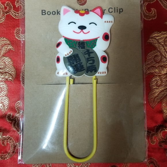 Maneki Neko Japanese Beckoning Cat - Set of giant paper clip/bookmark & … - Picture 2 of 5